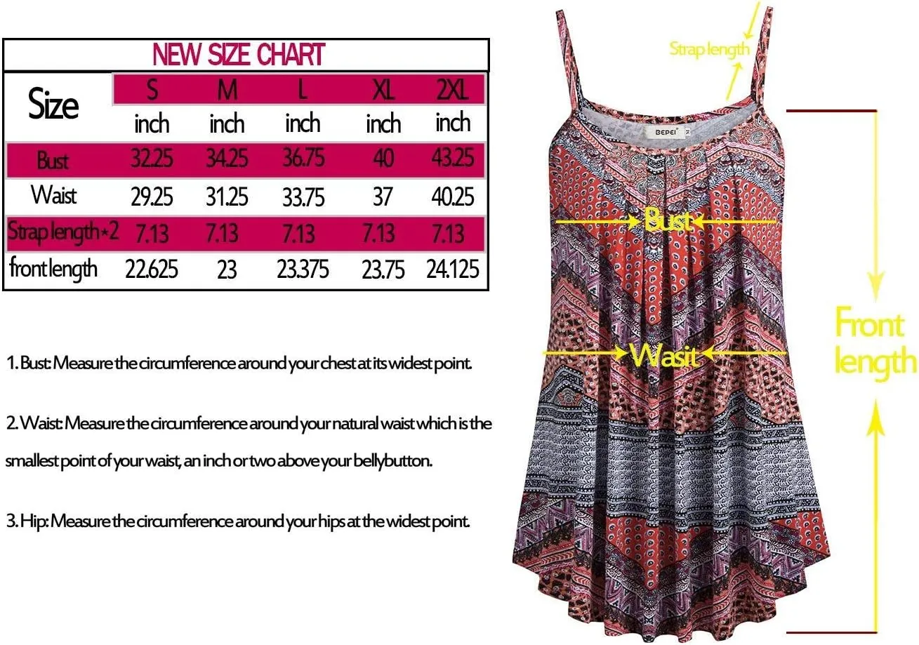 BEPEI Women Loose Casual Summer Pleated Flowy Sleeveless Camisole Tank Tops