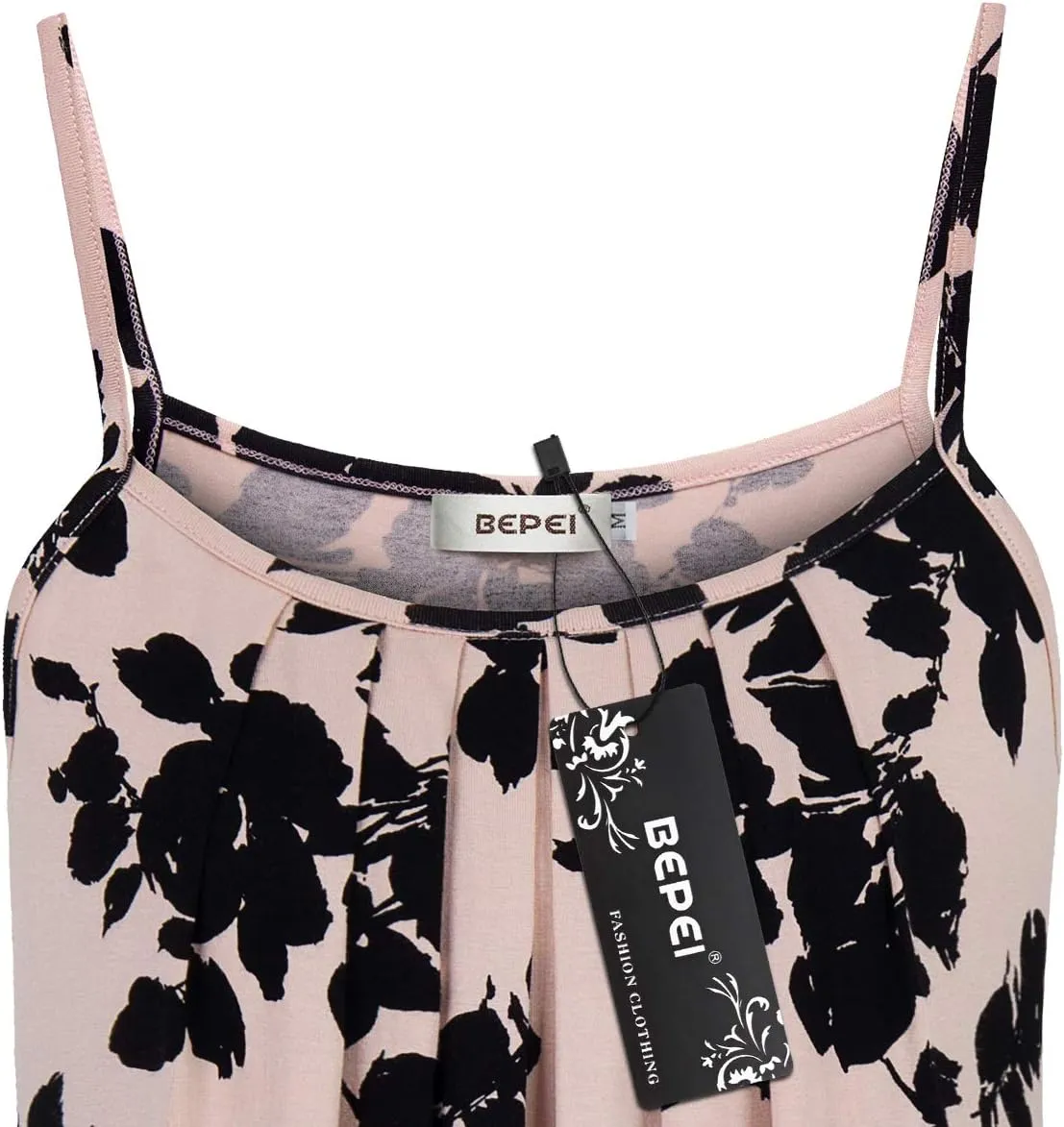 BEPEI Women Loose Casual Summer Pleated Flowy Sleeveless Camisole Tank Tops