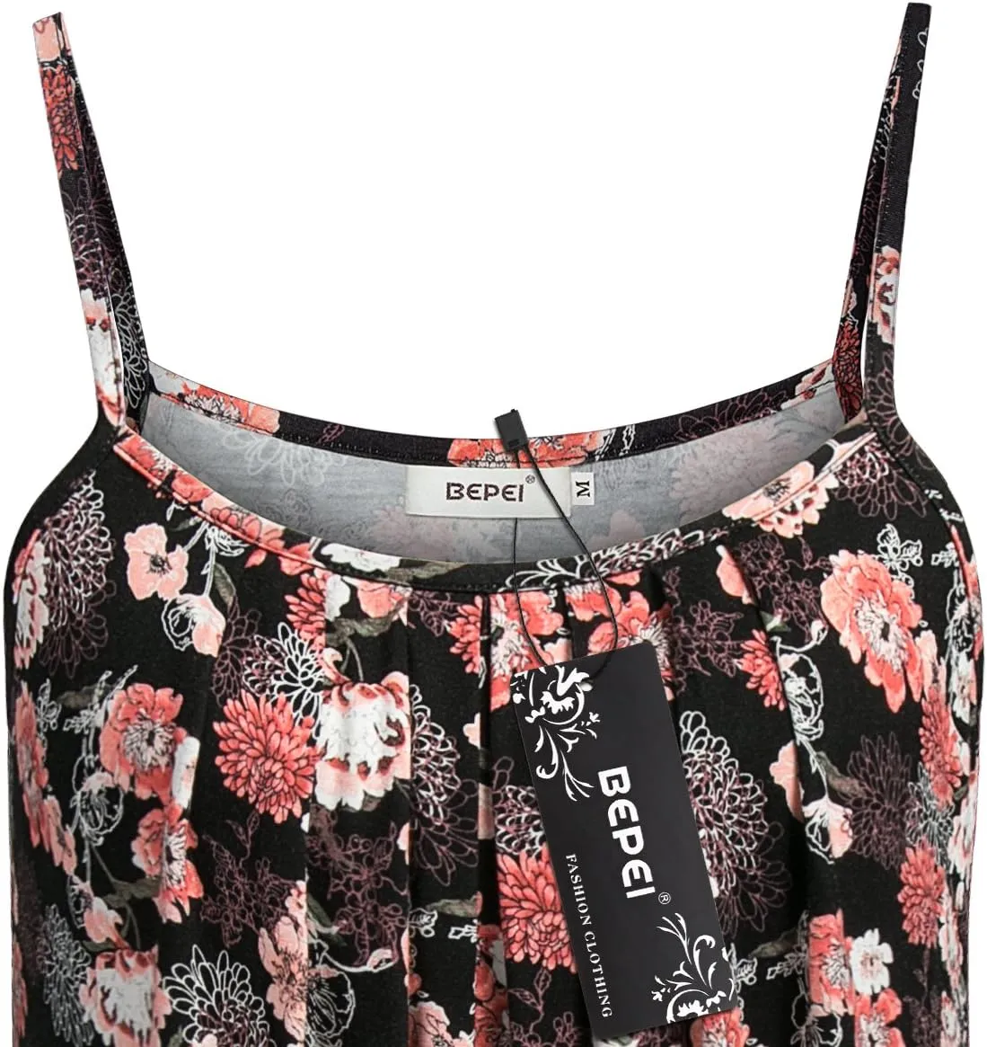 BEPEI Women Loose Casual Summer Pleated Flowy Sleeveless Camisole Tank Tops