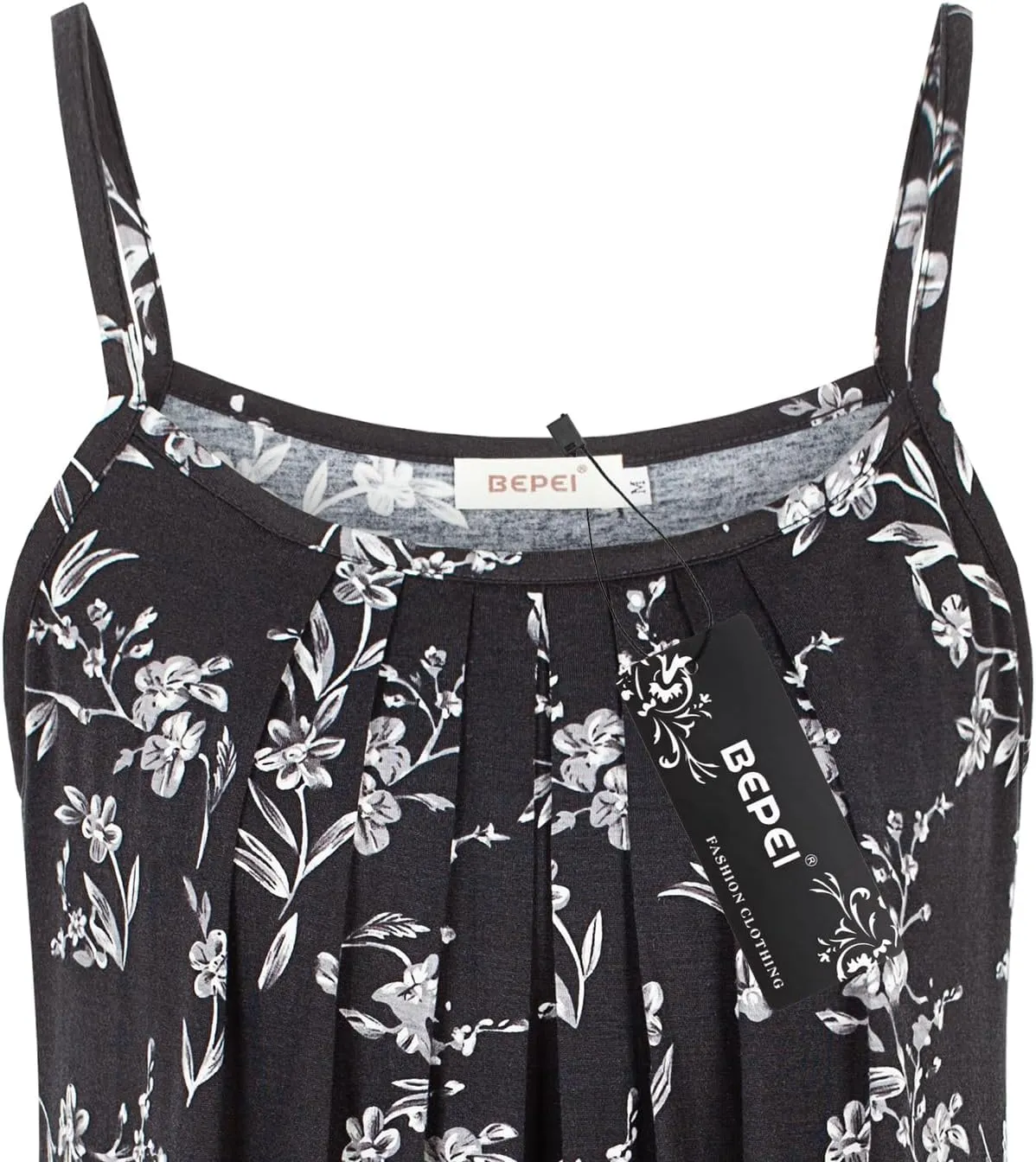 BEPEI Women Loose Casual Summer Pleated Flowy Sleeveless Camisole Tank Tops