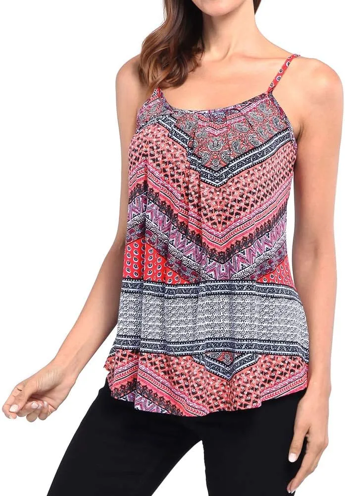 BEPEI Women Loose Casual Summer Pleated Flowy Sleeveless Camisole Tank Tops
