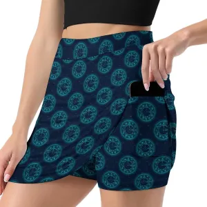 Black and Blue of Zodiac Signs Women's Mini Tennis Skirt with Shorts Underneath Athletic Workout Cute Skorts