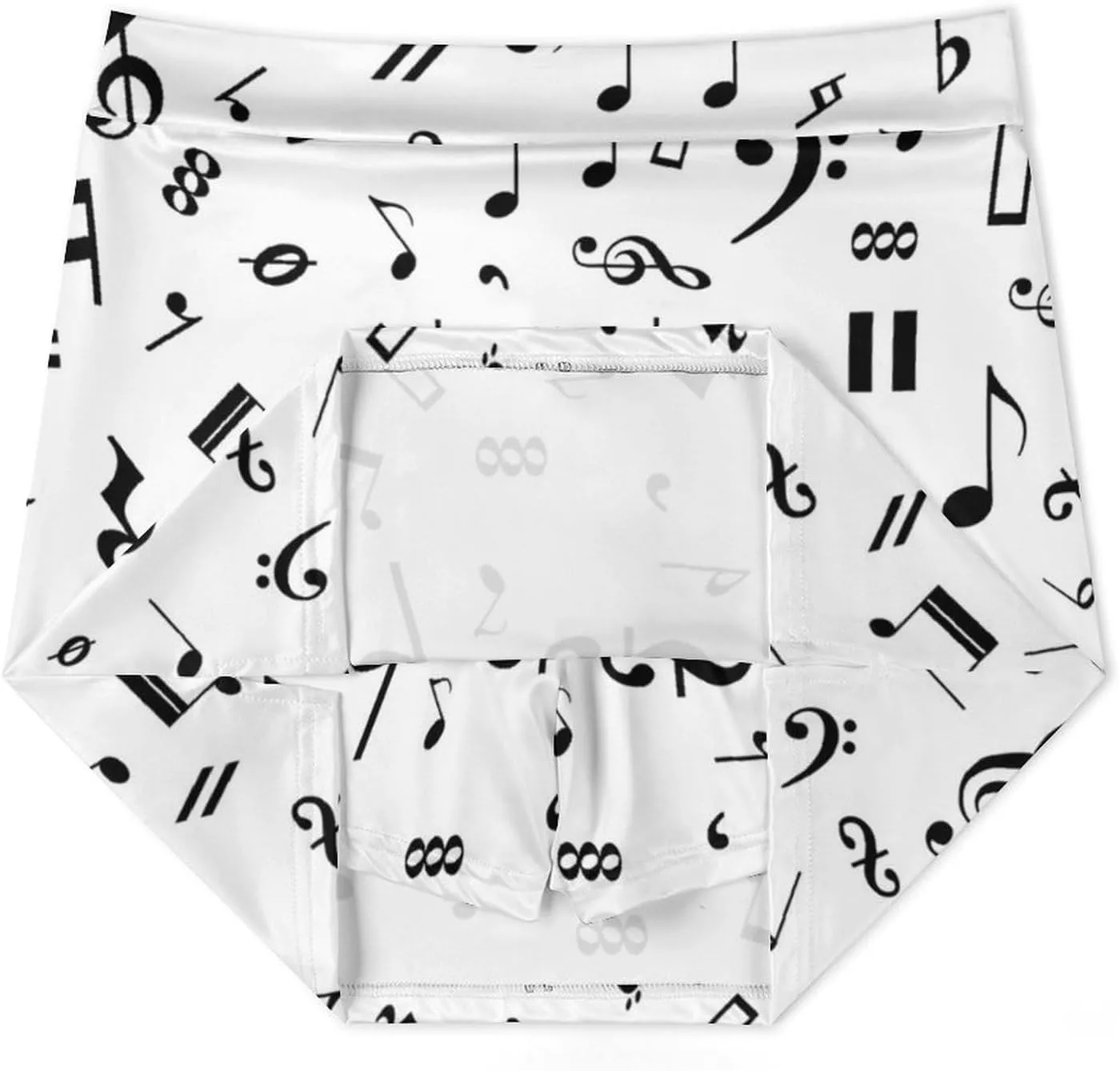 Black and White Music Notes Women's Mini Tennis Skirt with Shorts Underneath Athletic Workout Cute Skorts