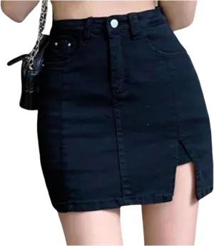 Bloomy Jean Skorts, LookbookStore Jean Skorts for Woman High Waisted Casual Stretchy Denim Skirt Side Split