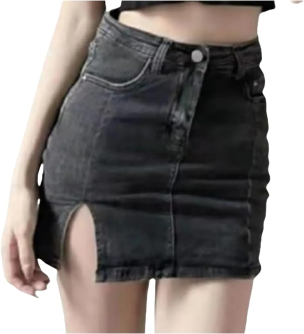Bloomy Jean Skorts, LookbookStore Jean Skorts for Woman High Waisted Casual Stretchy Denim Skirt Side Split