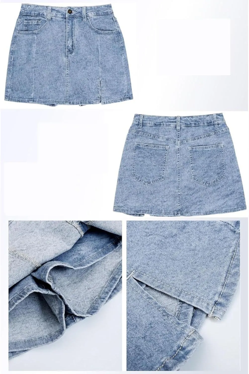 Bloomy Skorts,Bloomy Jean Skorts,Bloomyskorts,Women's High Waisted Jean Shorts Stretchy Denim Mini Skirt Side Slit