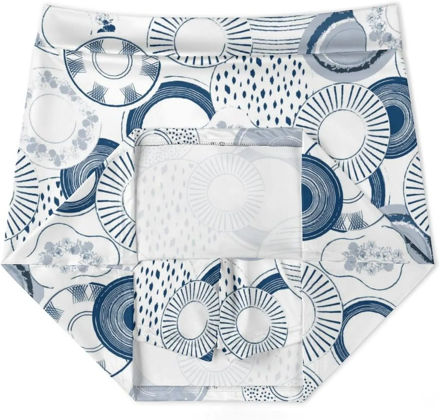 Blue and White Ceramic Porcelain Women's Mini Tennis Skirt with Shorts Underneath Athletic Workout Cute Skorts