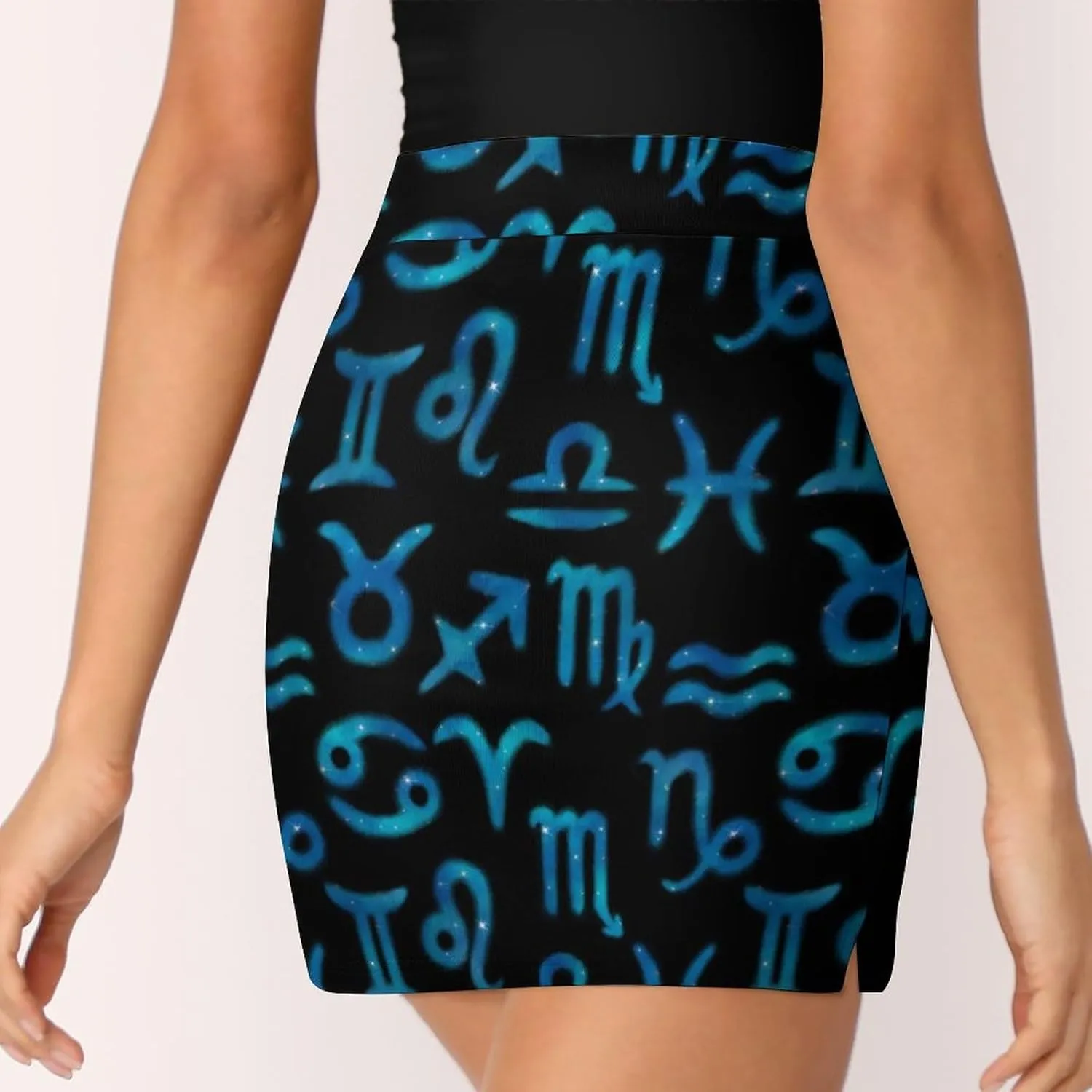 Blue Zodiac Horoskope Signs Women's Mini Tennis Skirt with Shorts Underneath Athletic Workout Cute Skorts