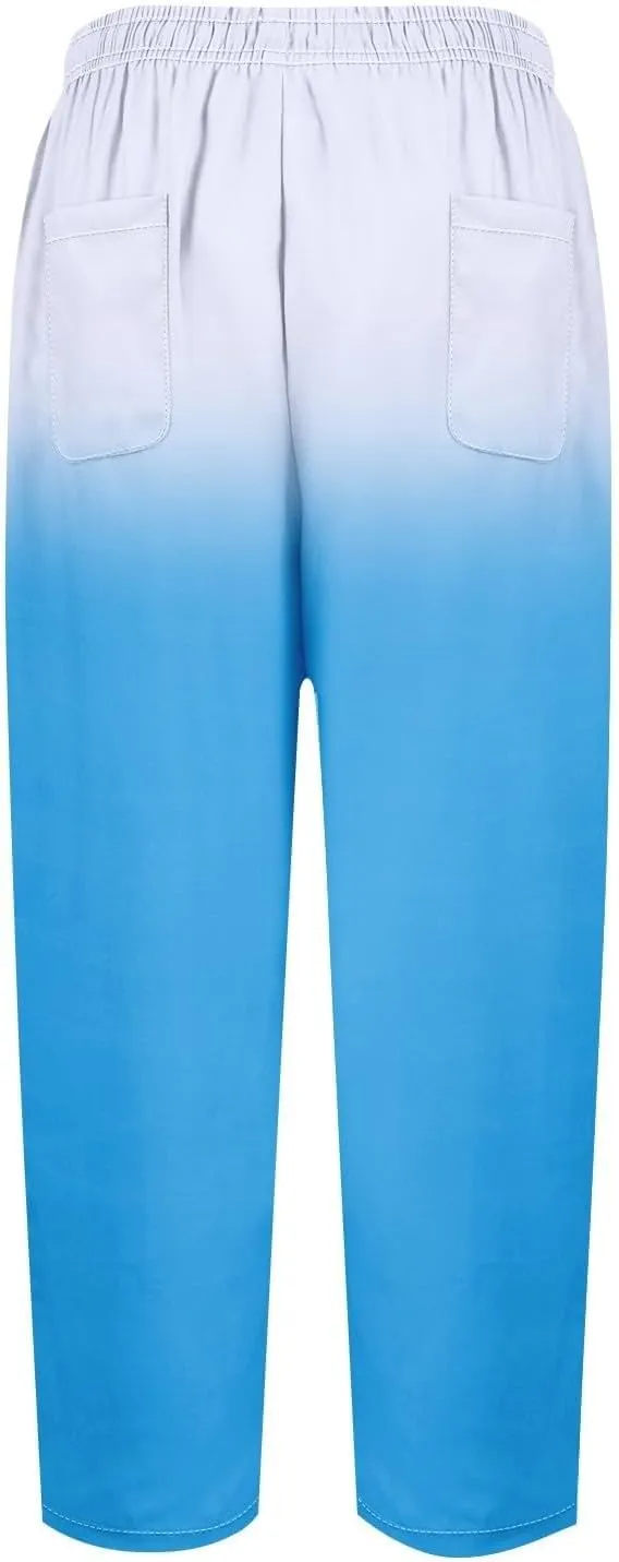 Boho Summer Capris for Women Linen Cropped Pants with Adjustable Drawstring Wide Leg 2025 Travel Casual
