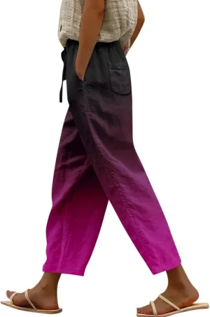 Boho Summer Capris for Women Linen Cropped Pants with Adjustable Drawstring Wide Leg 2025 Travel Casual