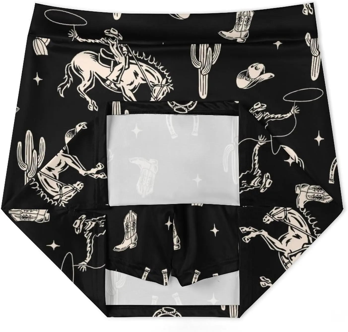 Boho Western Theme with Cactus Women's Mini Tennis Skirt with Shorts Underneath Athletic Workout Cute Skorts
