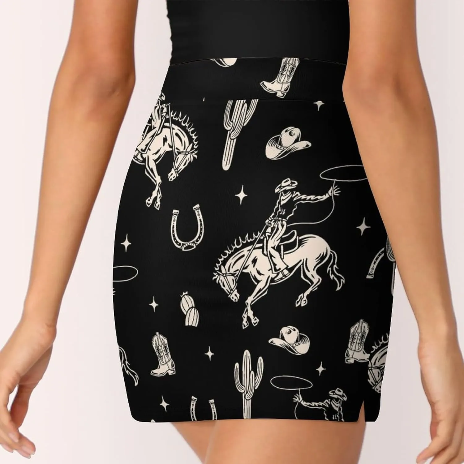 Boho Western Theme with Cactus Women's Mini Tennis Skirt with Shorts Underneath Athletic Workout Cute Skorts