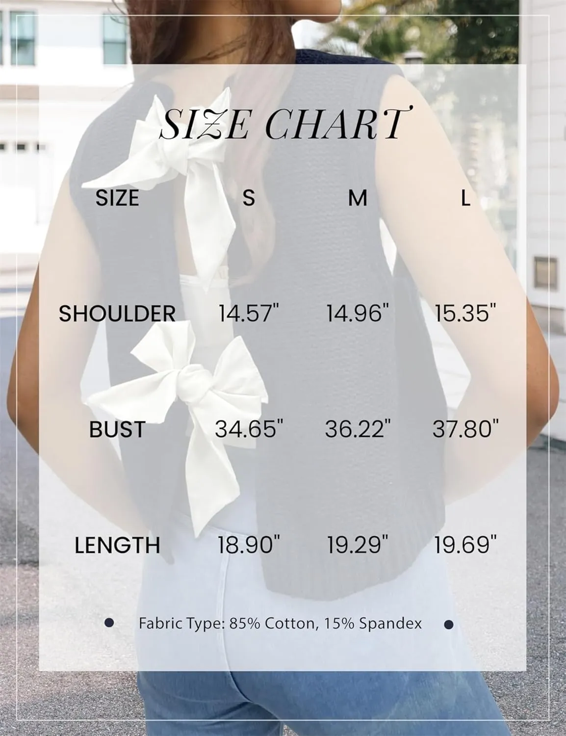 Bow Tie Back Sweater Vest for Women, Y2k Sweater Vest Top Casual Crop Knit Cardigan Vest, Crewneck Sleeveless Knit Vest