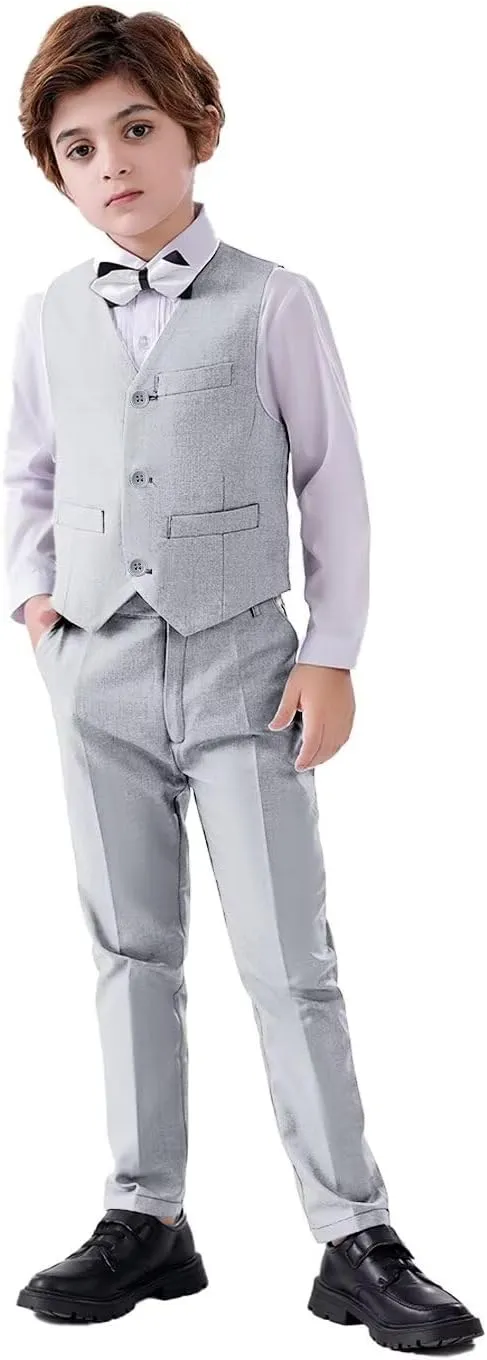 Boy's 3 Button Formal Suit Vest and Bow Tie Set