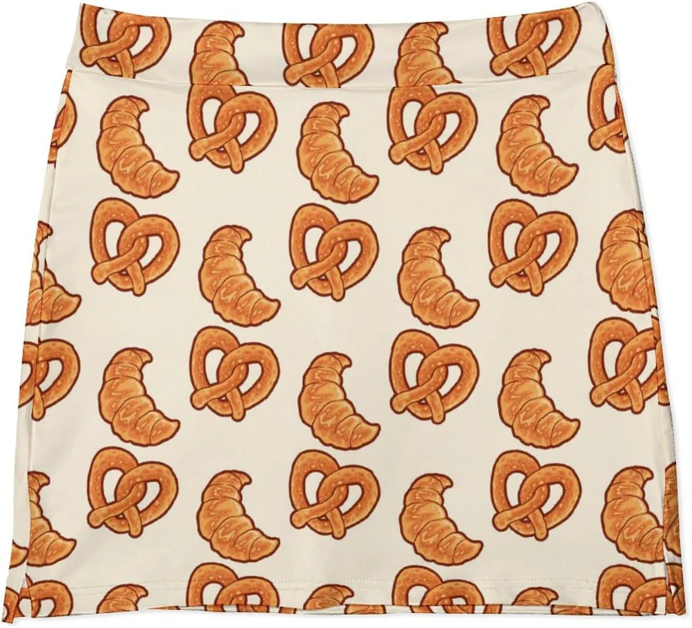 Bread and Bakery Pattern Women's Mini Tennis Skirt with Shorts Underneath Athletic Workout Cute Skorts