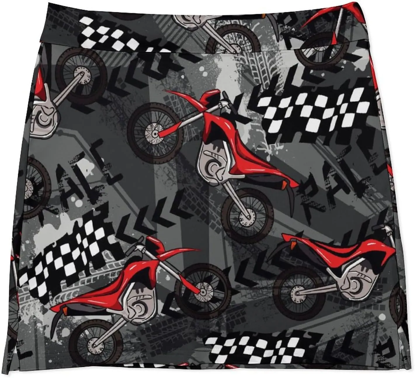 Bright Motorcycles Pattern Women's Mini Tennis Skirt with Shorts Underneath Athletic Workout Cute Skorts
