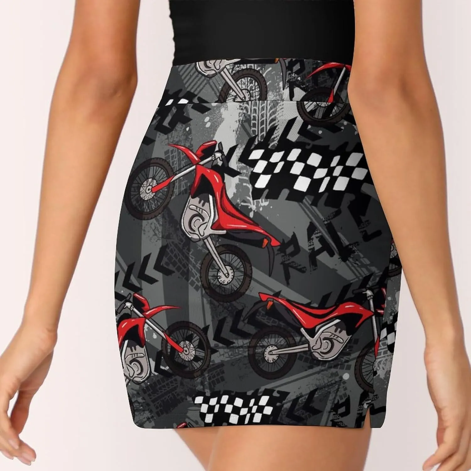 Bright Motorcycles Pattern Women's Mini Tennis Skirt with Shorts Underneath Athletic Workout Cute Skorts