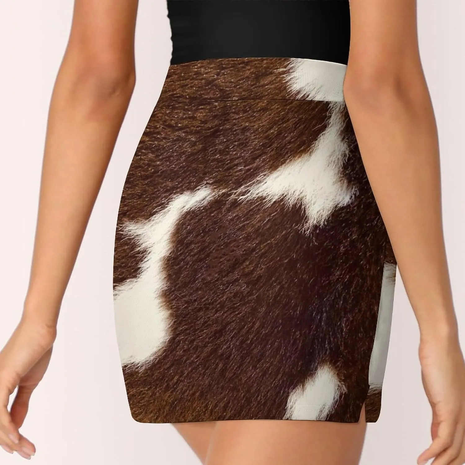 Brown and White Cow Hide Women's Mini Tennis Skirt with Shorts Underneath Athletic Workout Cute Skorts