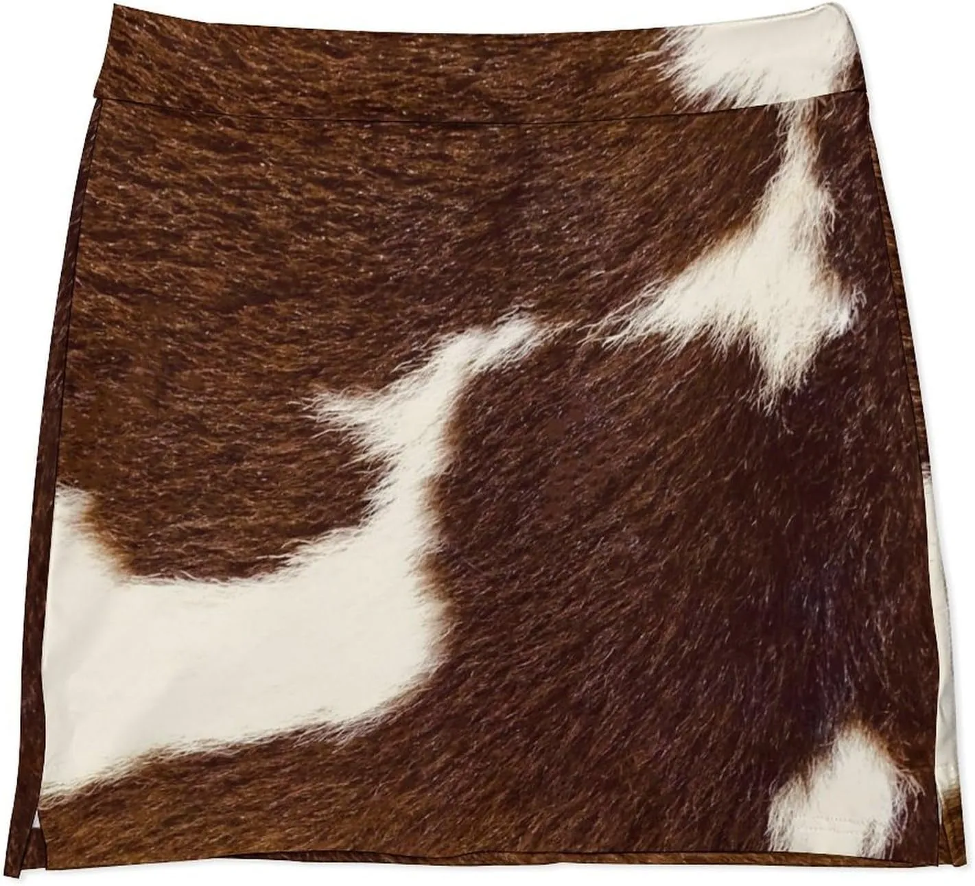 Brown and White Cow Hide Women's Mini Tennis Skirt with Shorts Underneath Athletic Workout Cute Skorts