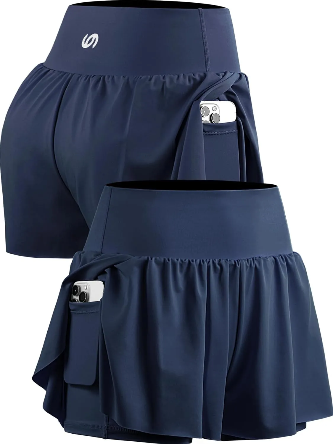 CADMUS 2 in 1 Women's Spandex Athletic Shorts Gym Yoga Shorts Pockets