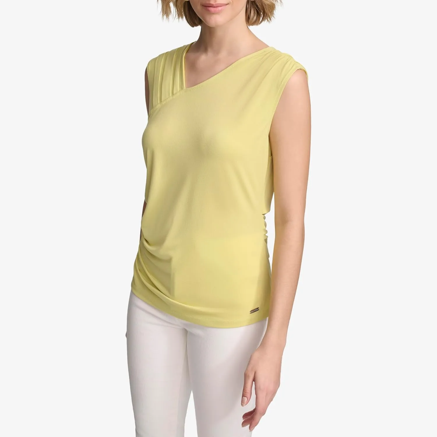 Calvin Klein Women's Pleated Shoulder Sleeveless Top