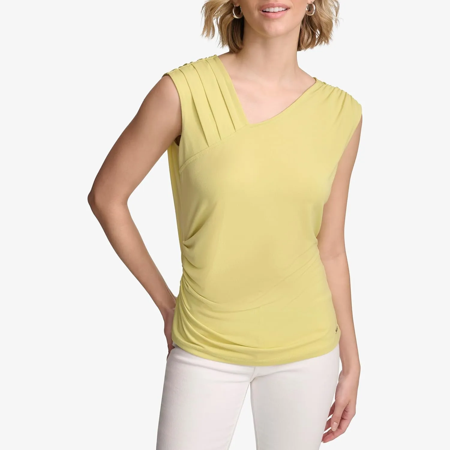 Calvin Klein Women's Pleated Shoulder Sleeveless Top