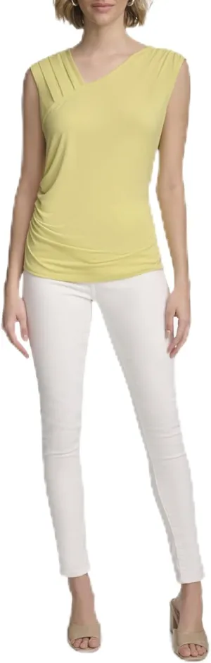 Calvin Klein Women's Pleated Shoulder Sleeveless Top