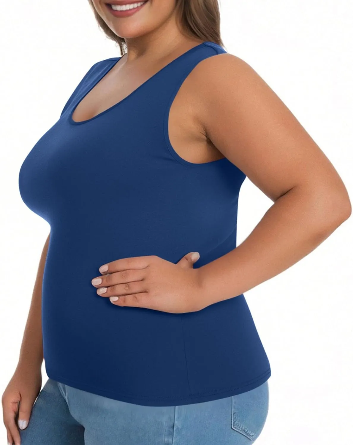 Camisole Tops for Women Built in Bra Plus Size Tank Tops Padded Sleeveless Top Summer 2025 Vacation Tank Top