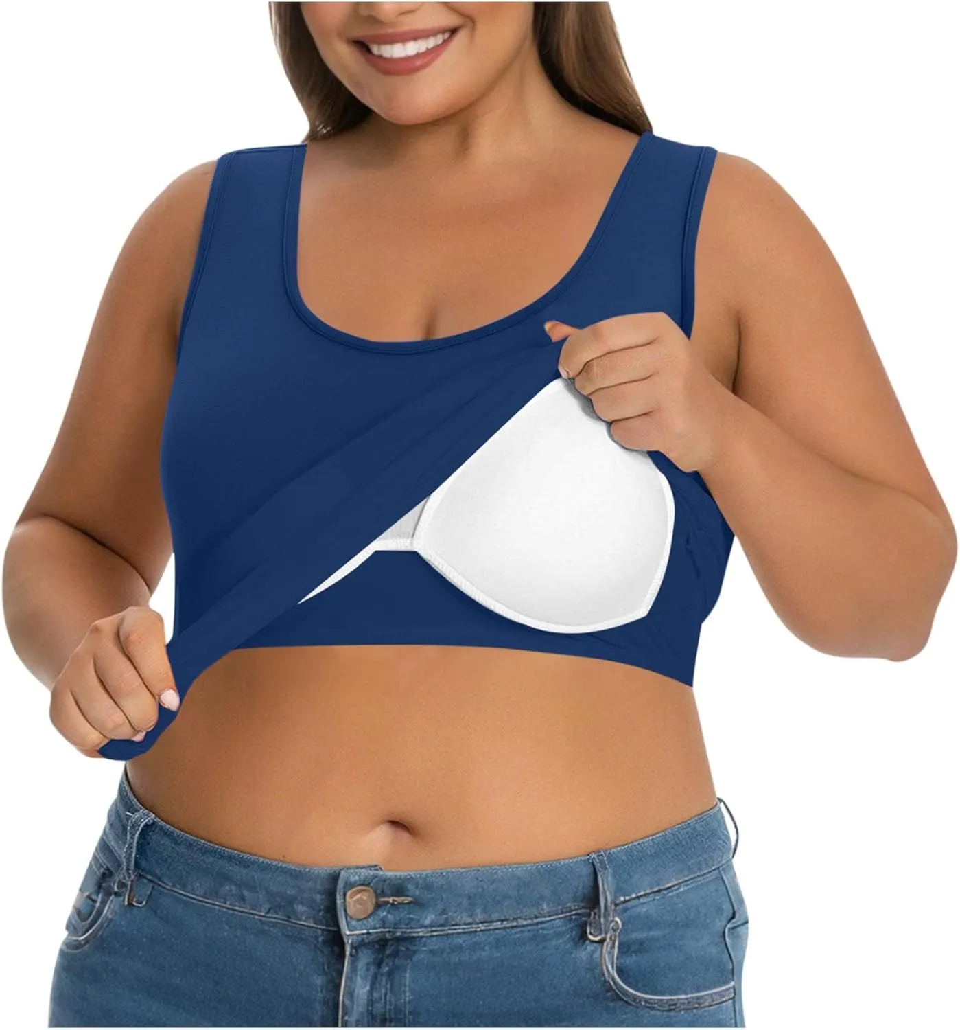 Camisole Tops for Women Built in Bra Plus Size Tank Tops Padded Sleeveless Top Summer 2025 Vacation Tank Top