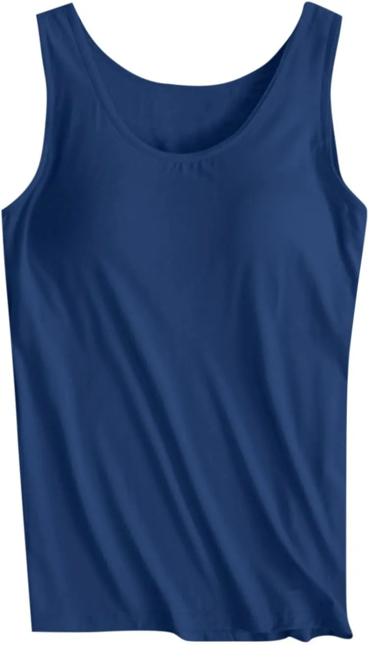 Camisole Tops for Women Built in Bra Plus Size Tank Tops Padded Sleeveless Top Summer 2025 Vacation Tank Top