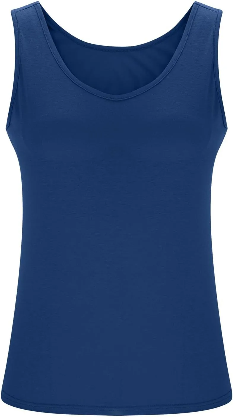 Camisole Tops for Women Built in Bra Plus Size Tank Tops Padded Sleeveless Top Summer 2025 Vacation Tank Top