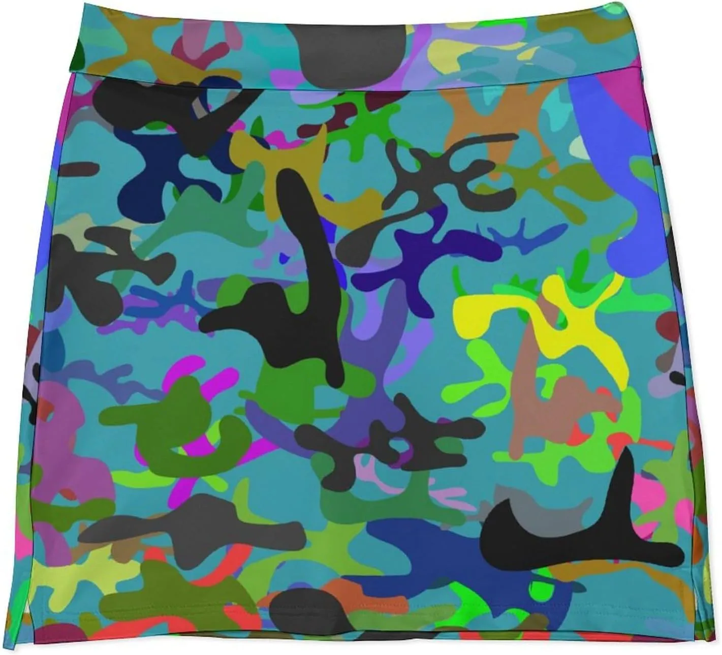 Camo Party Splash Women's Mini Tennis Skirt with Shorts Underneath Athletic Workout Cute Skorts