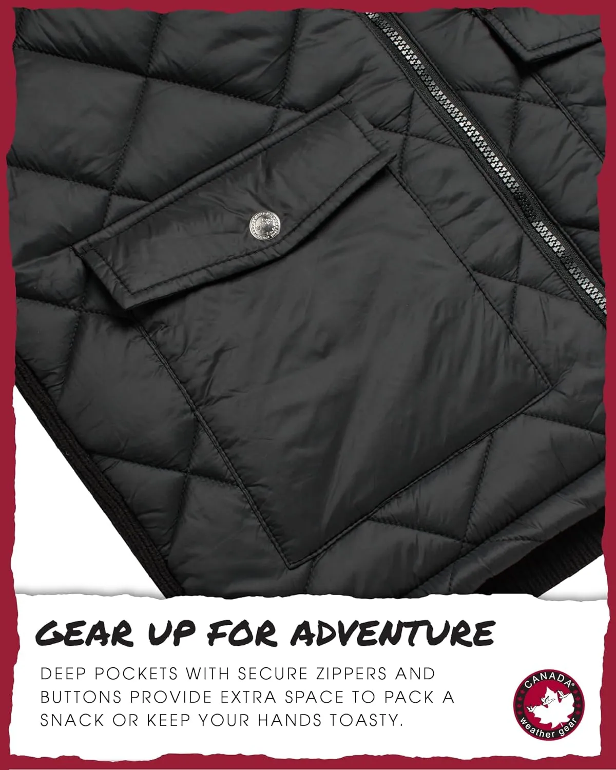 CANADA WEATHER GEAR Men's Vest - Zip Up Sweater Yoke Front and Back Quilted Warm Vest for Men - Men's Outerwear Vests (M-XXL)