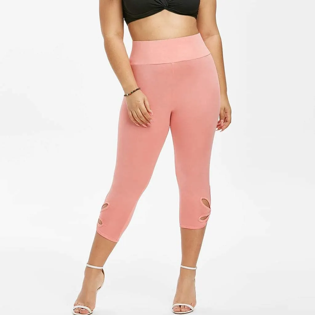 Capri Leggings for Women Summer Tummy Control High Waist Hollow Out Capris Leggings Stretchy Workout Yoga Pants