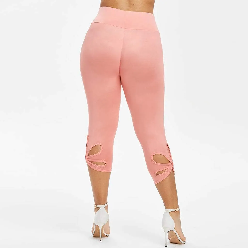 Capri Leggings for Women Summer Tummy Control High Waist Hollow Out Capris Leggings Stretchy Workout Yoga Pants
