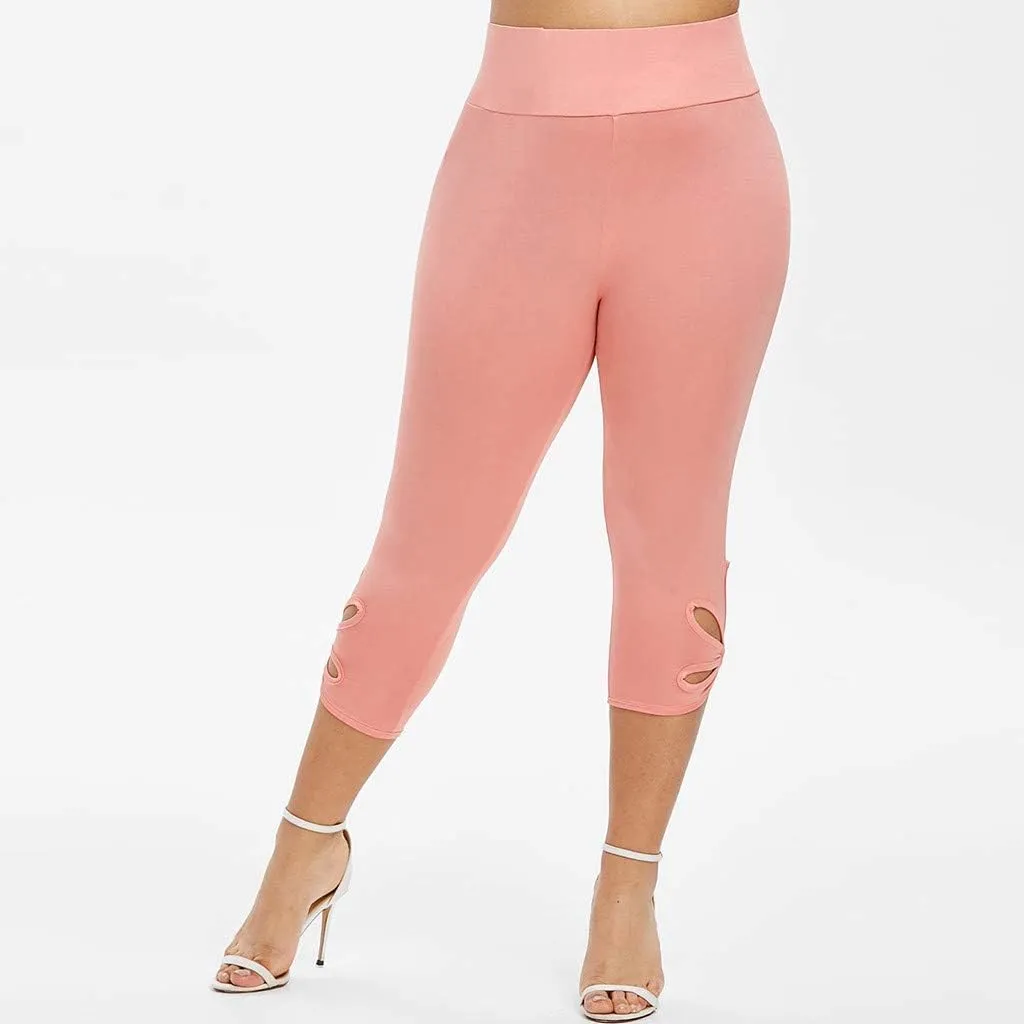 Capri Leggings for Women Summer Tummy Control High Waist Hollow Out Capris Leggings Stretchy Workout Yoga Pants