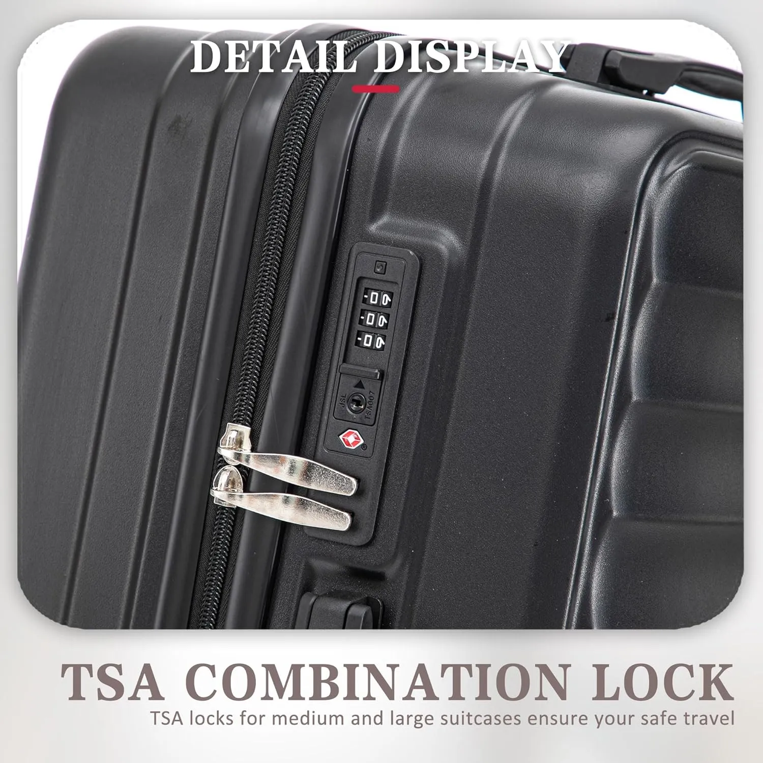 Carry On 3-Piece Hardshell Luggage Set (20/24/28 Inch) ABS Spinner Wheel, Portable Lightweight Expandable Hardside Travel Away Suitcase with TSA Combination Lock, Black