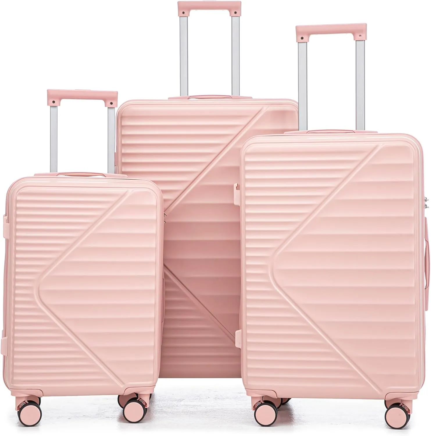 Carry On 3-Piece Hardshell Luggage Set (20/24/28 Inch) ABS Spinner Wheel, Portable Lightweight Expandable Hardside Travel Away Suitcase with TSA Combination Lock, Pink