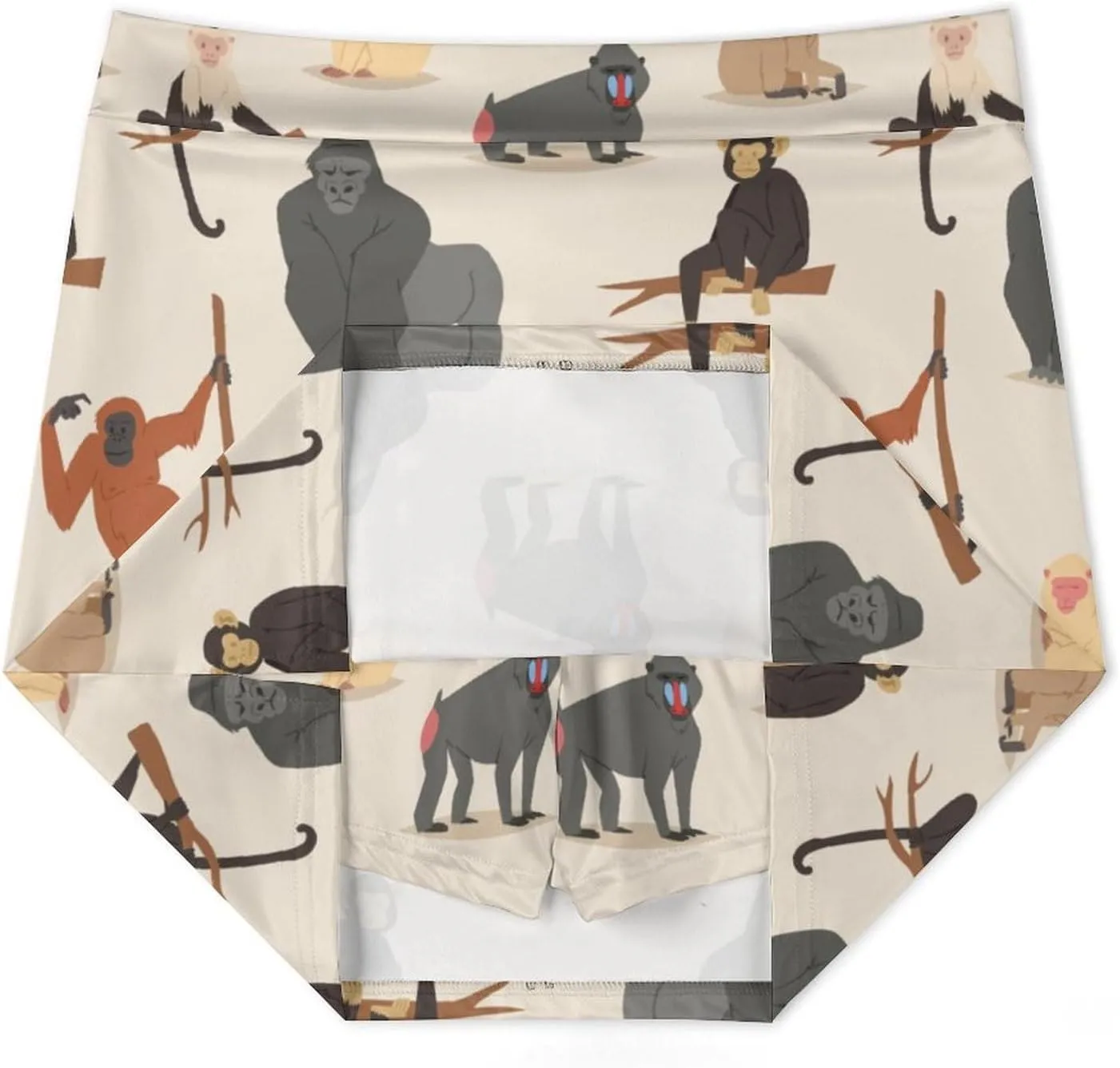 Cartoon Style of Monkeys Women's Mini Tennis Skirt with Shorts Underneath Athletic Workout Cute Skorts