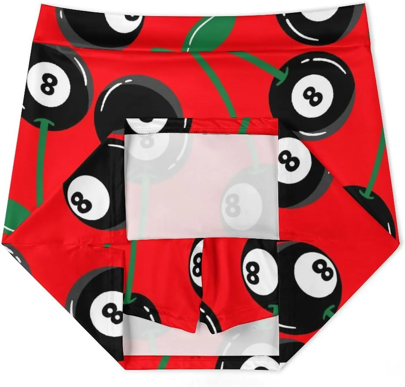Cherry with Billiards 8 Ball Pattern Women's Mini Tennis Skirt with Shorts Underneath Athletic Workout Cute Skorts