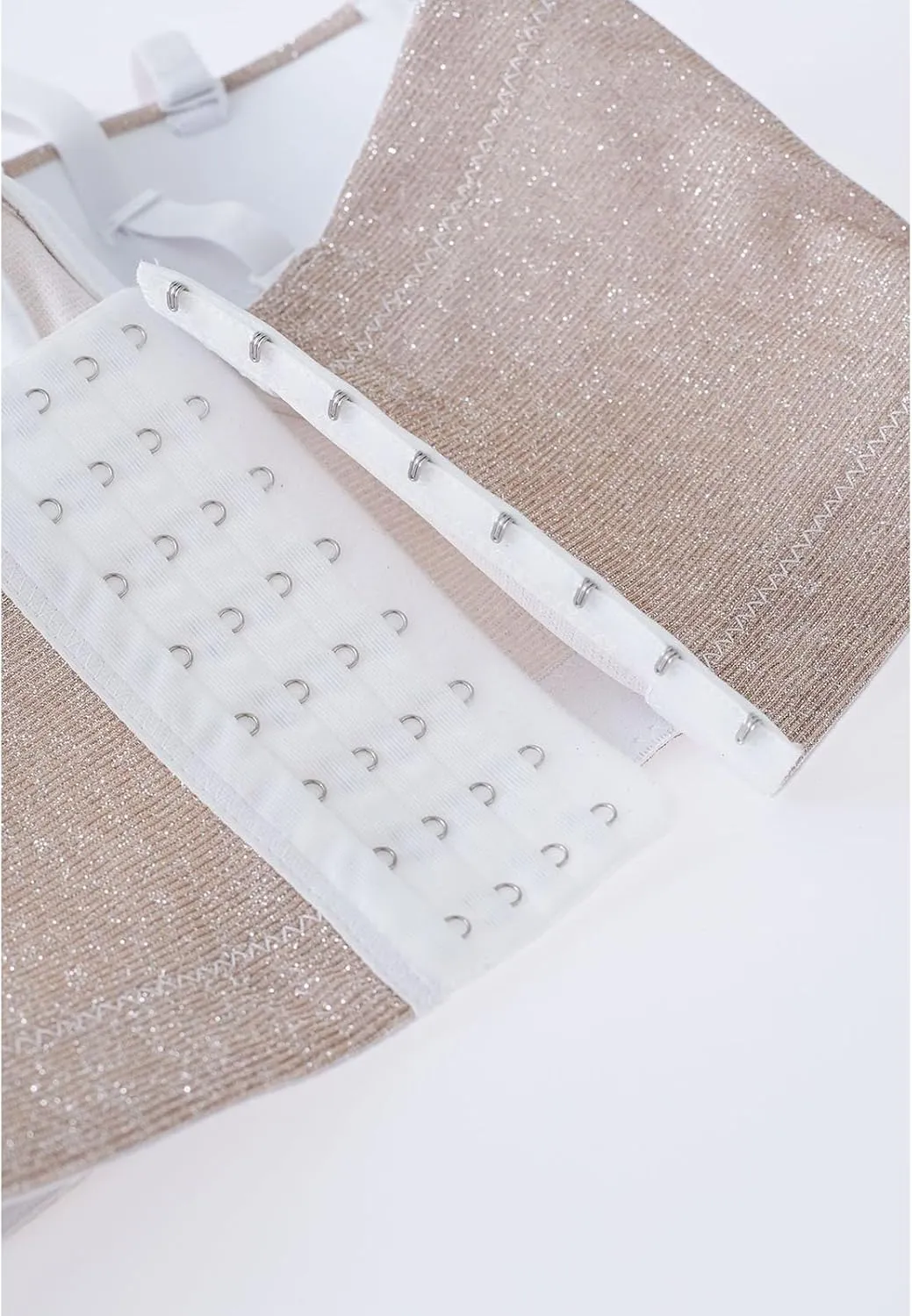 CHICWISH Women Dazzling Shiny Bustier Crop Top Summer Sexy Push Up Croset Bra Top Going Out Party Camisoles Tops Apricot