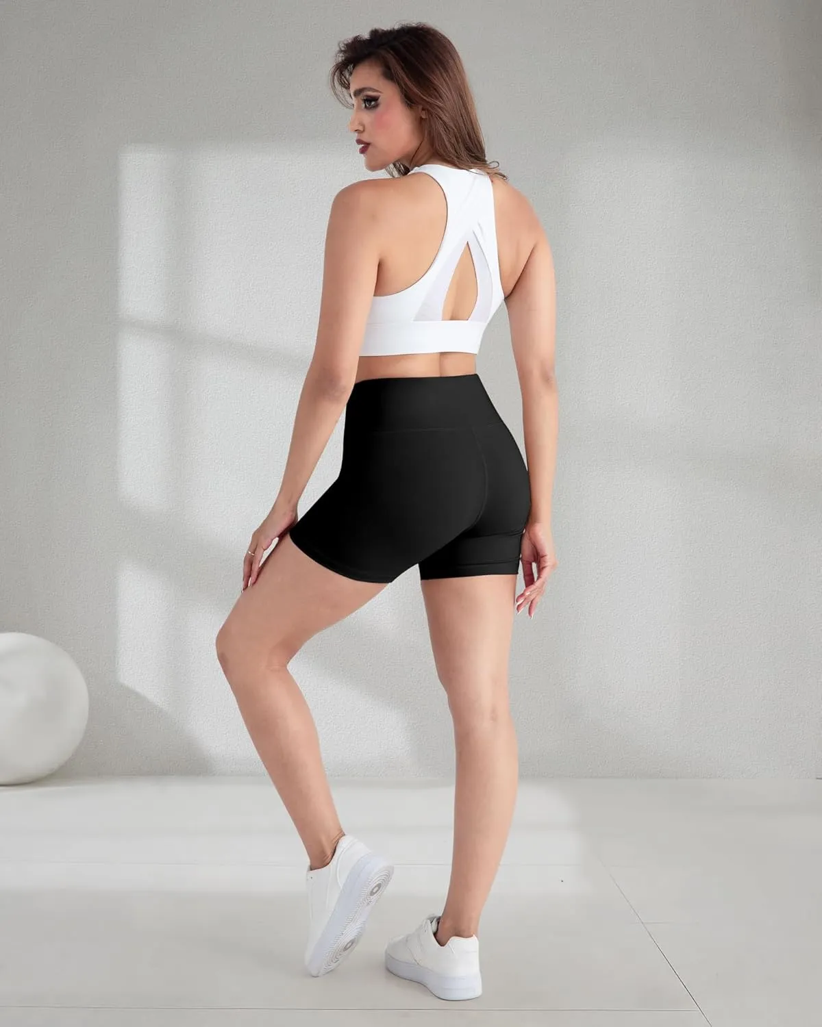 CHRLEISURE High Waisted Spandex Biker Shorts, Workout Booty Soft Yoga Shorts for Women