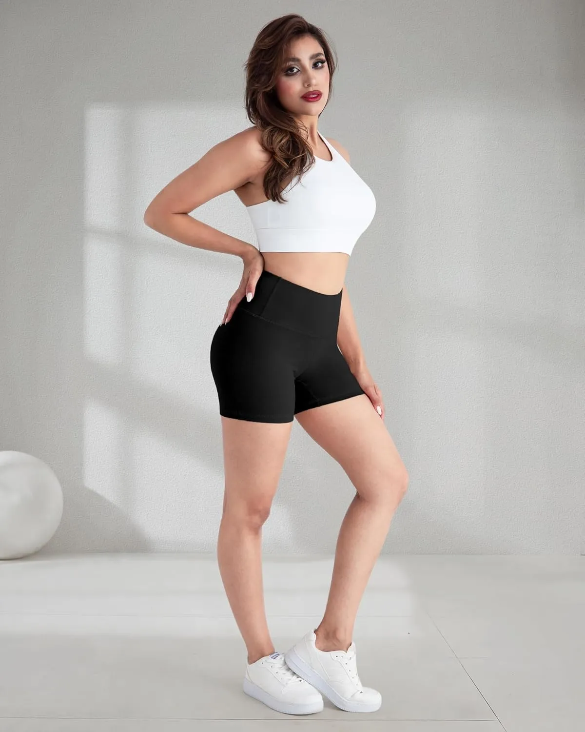 CHRLEISURE High Waisted Spandex Biker Shorts, Workout Booty Soft Yoga Shorts for Women