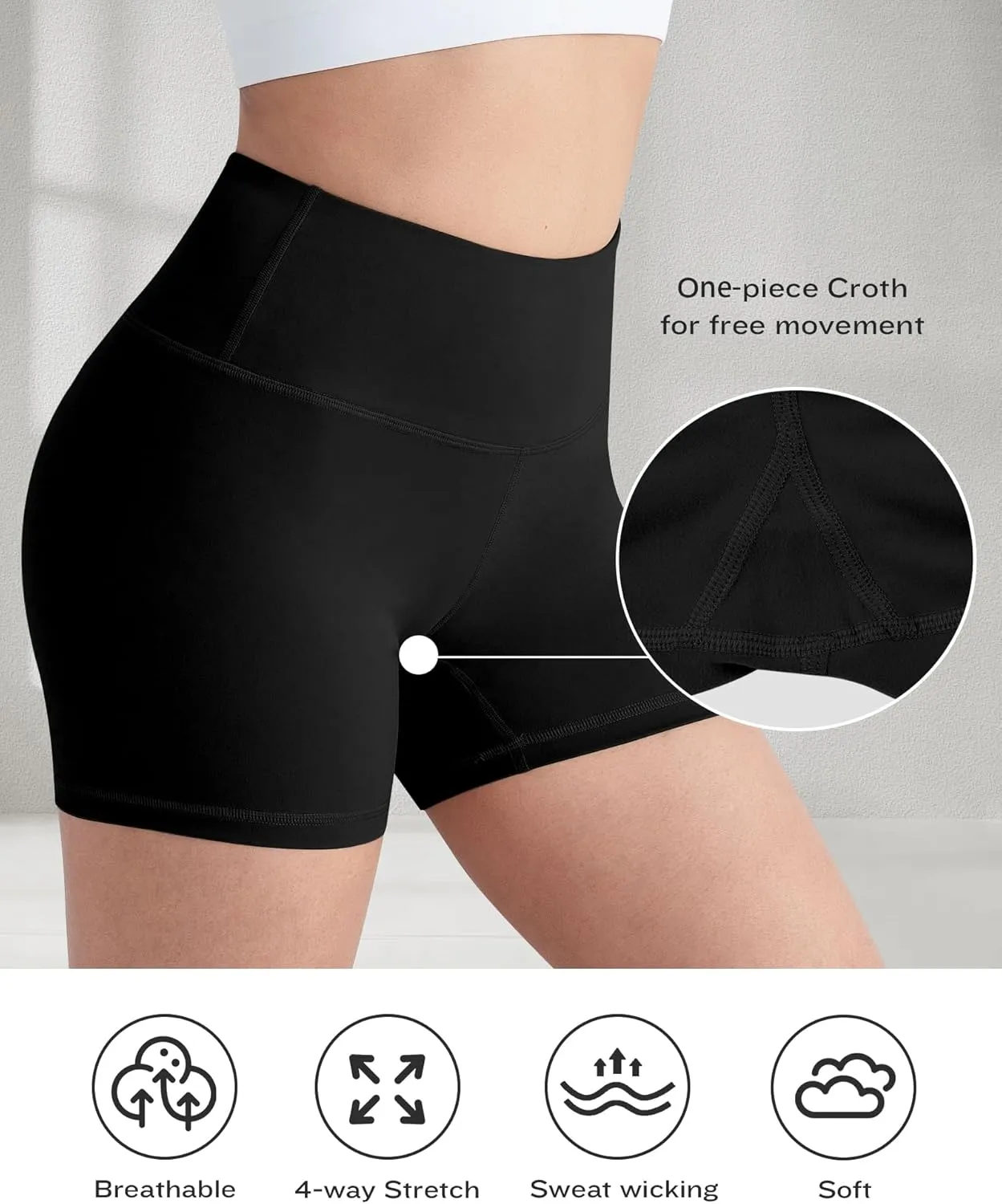 CHRLEISURE High Waisted Spandex Biker Shorts, Workout Booty Soft Yoga Shorts for Women