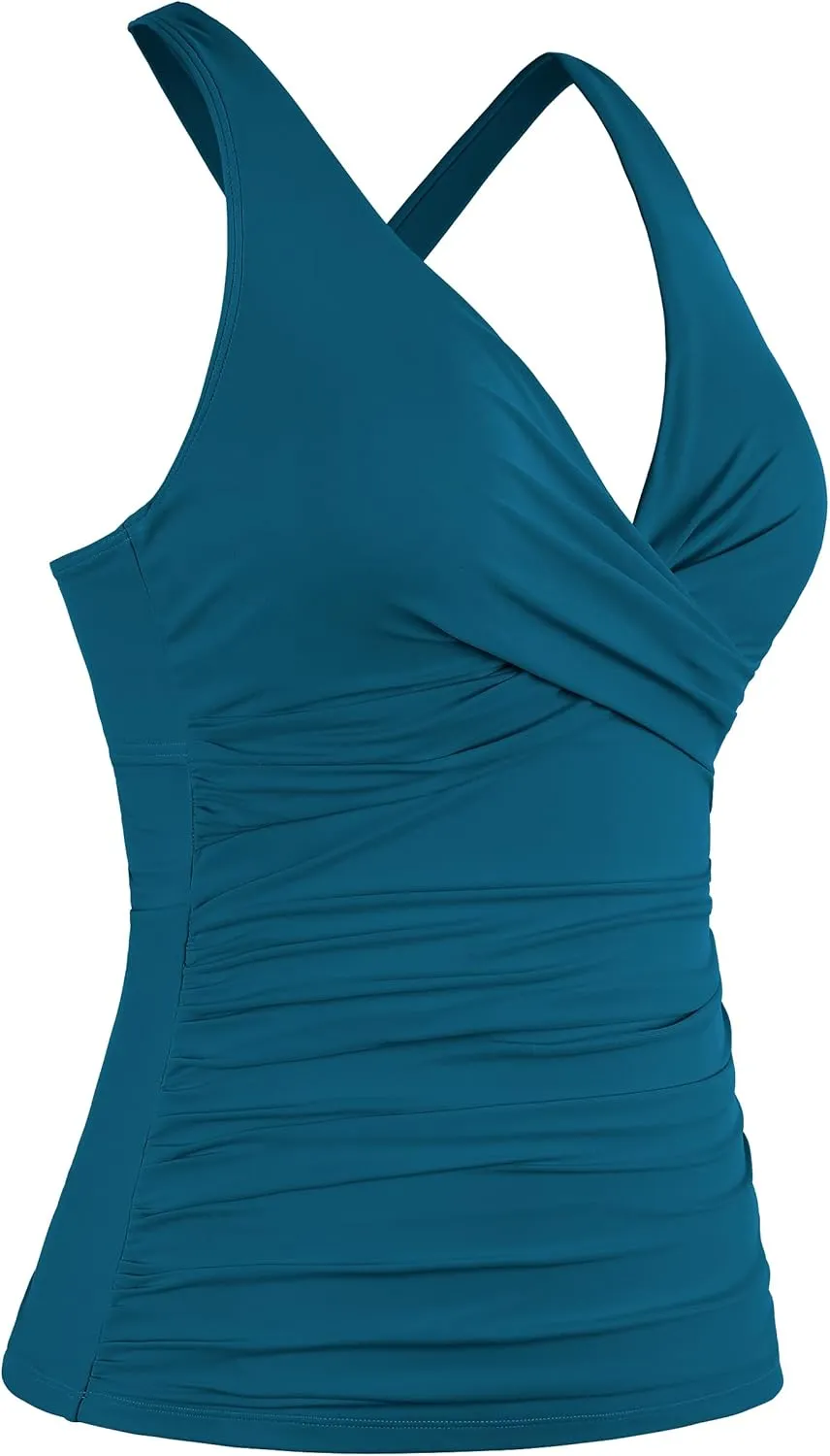 coastal rose Womens Underwire Tankini Top Only Sexy V Neck Swimsuit Top for Big Busted Tummy Control Bathing Suits