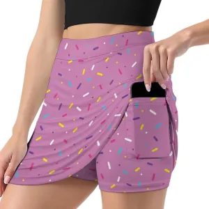 Colorful Donut Glaze with Sprinkles Women's Mini Tennis Skirt with Shorts Underneath Athletic Workout Cute Skorts