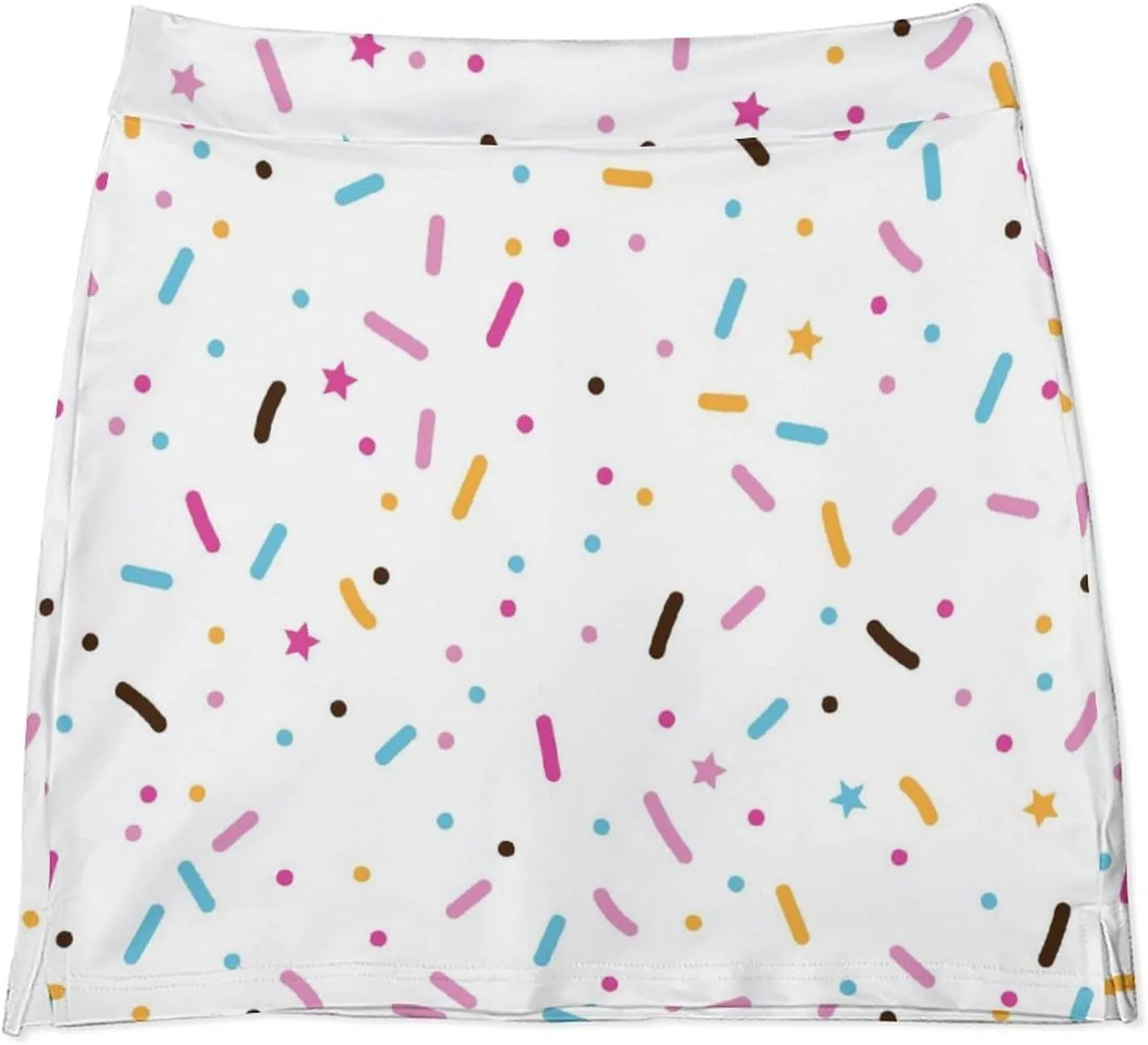 Colorful Sprinkles and Donut Glaze Women's Mini Tennis Skirt with Shorts Underneath Athletic Workout Cute Skorts