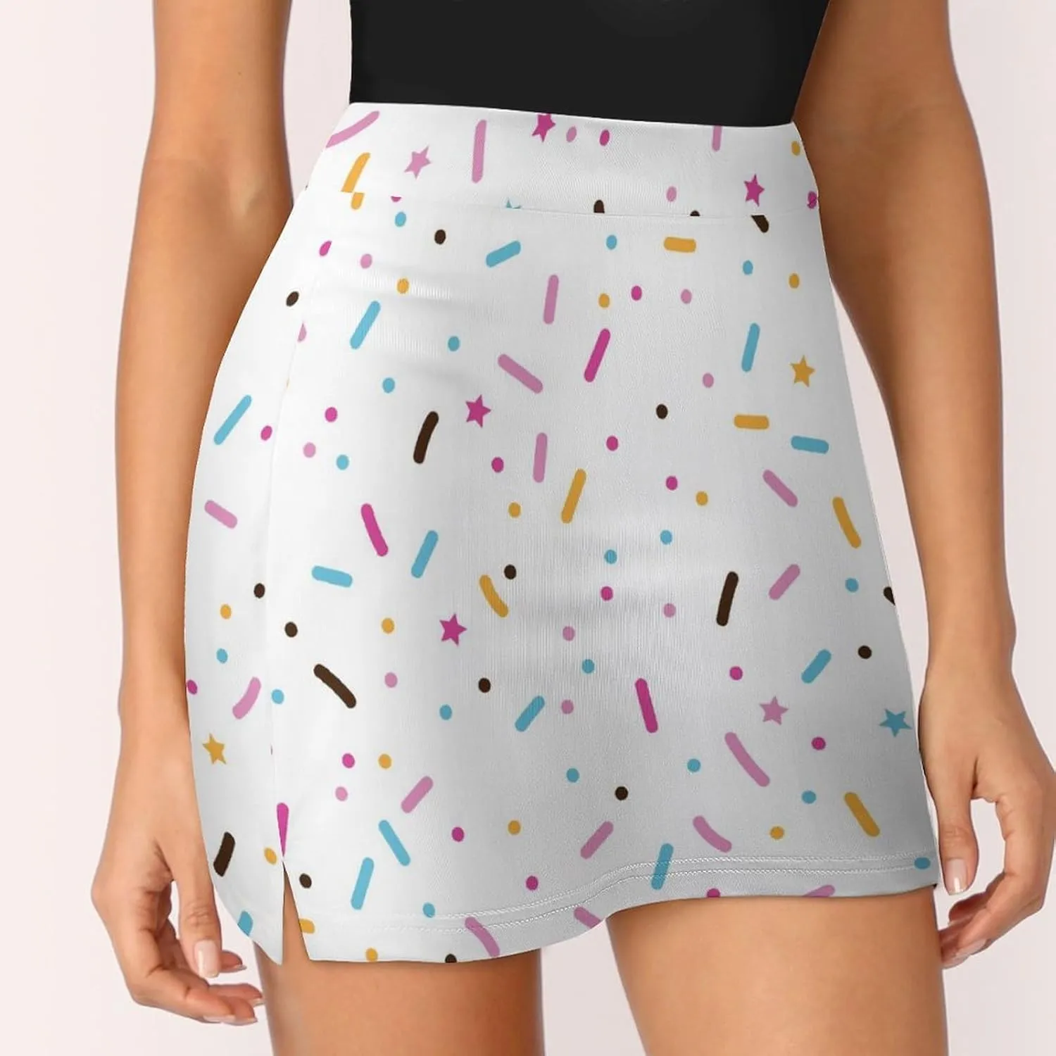 Colorful Sprinkles and Donut Glaze Women's Mini Tennis Skirt with Shorts Underneath Athletic Workout Cute Skorts