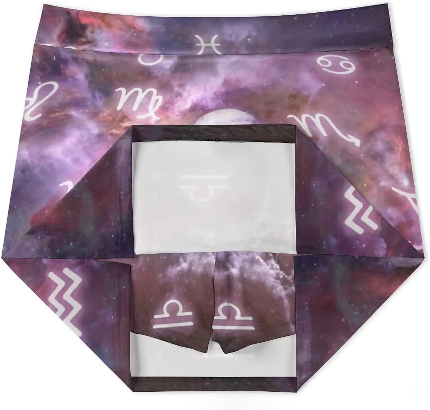 Colorful Zodiac Signs and The Moon Women's Mini Tennis Skirt with Shorts Underneath Athletic Workout Cute Skorts