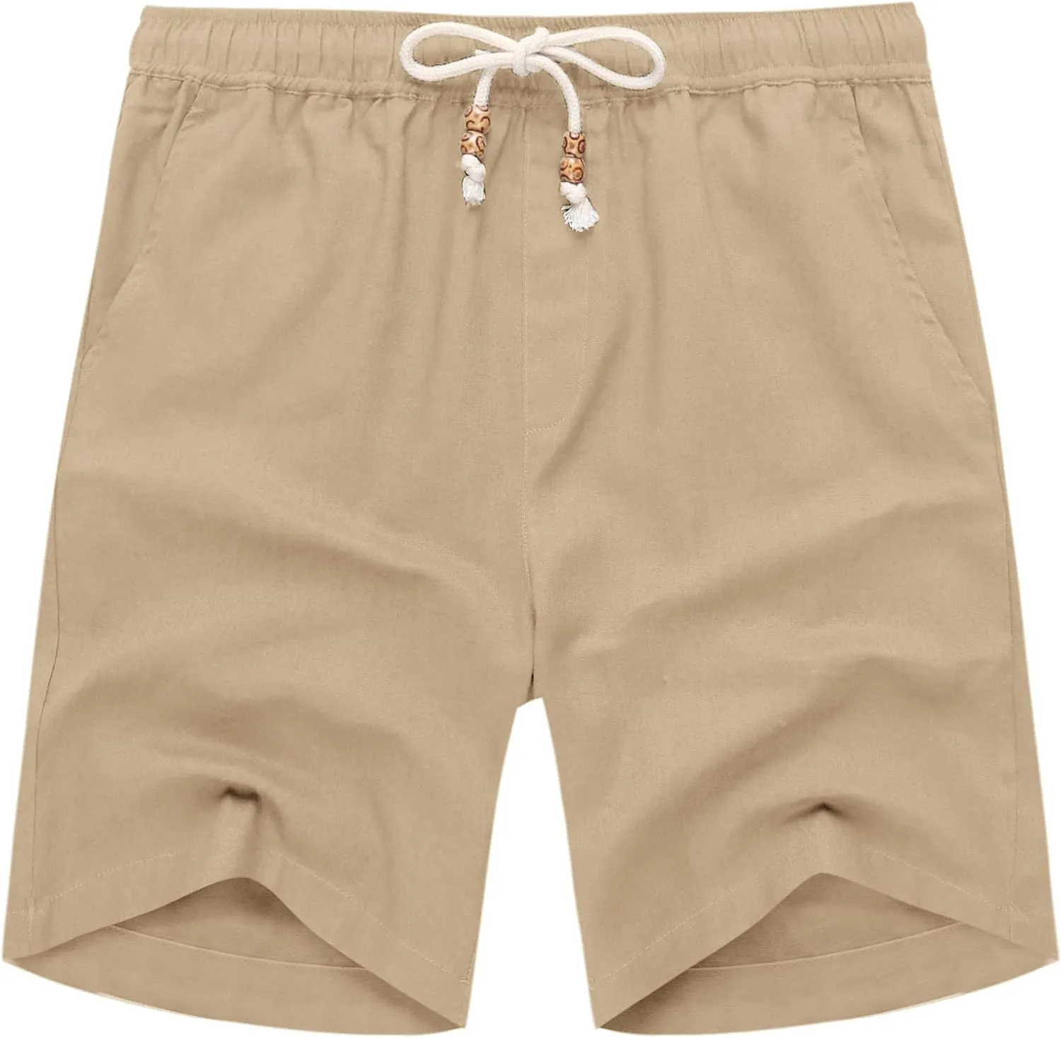 COOFANDY Men's Linen Shorts Casual Elastic Waist Drawstring Summer Beach Shorts